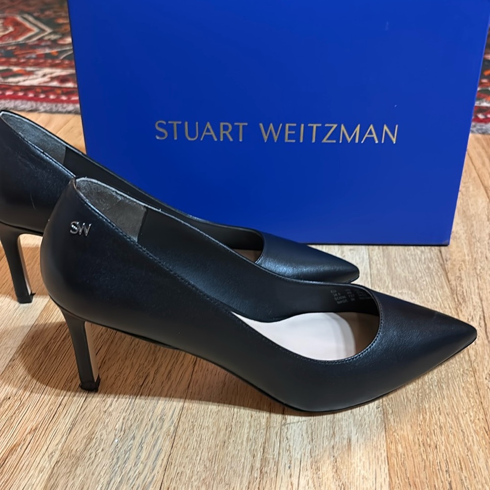 Stuart Weitzman Leigh 75 Leather Pump, black